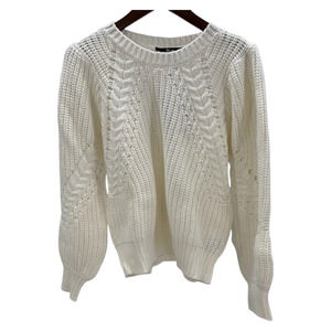 La Joie Women's Novelty Stitch Knit Sweater White - Regular